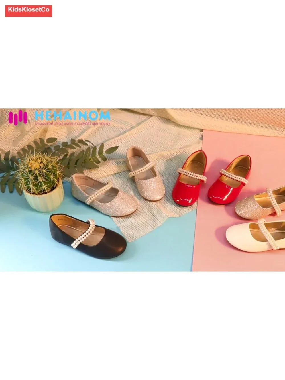 Toddler Mary Jane Princess Flats with Bow and Pearls, Round Toe, Slip On